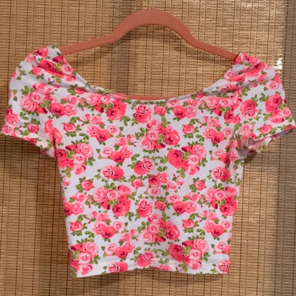 H&M Floral Crop Top Tee